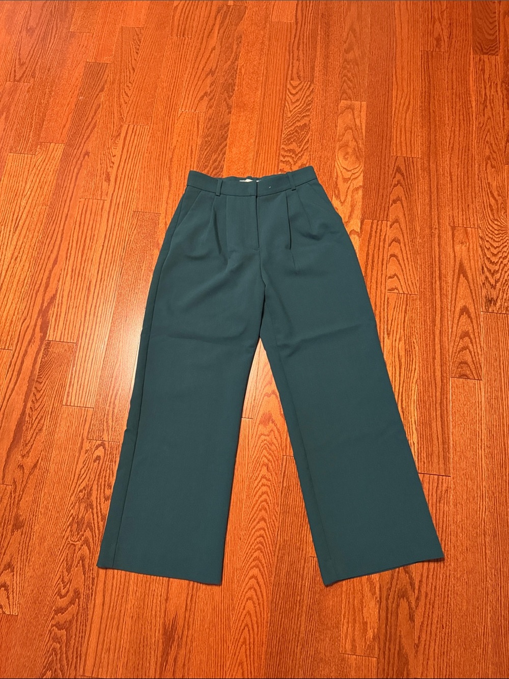 Abercrombie & Fitch Wide-Leg High-Waist Pants in Teal Green - Sloane Pant